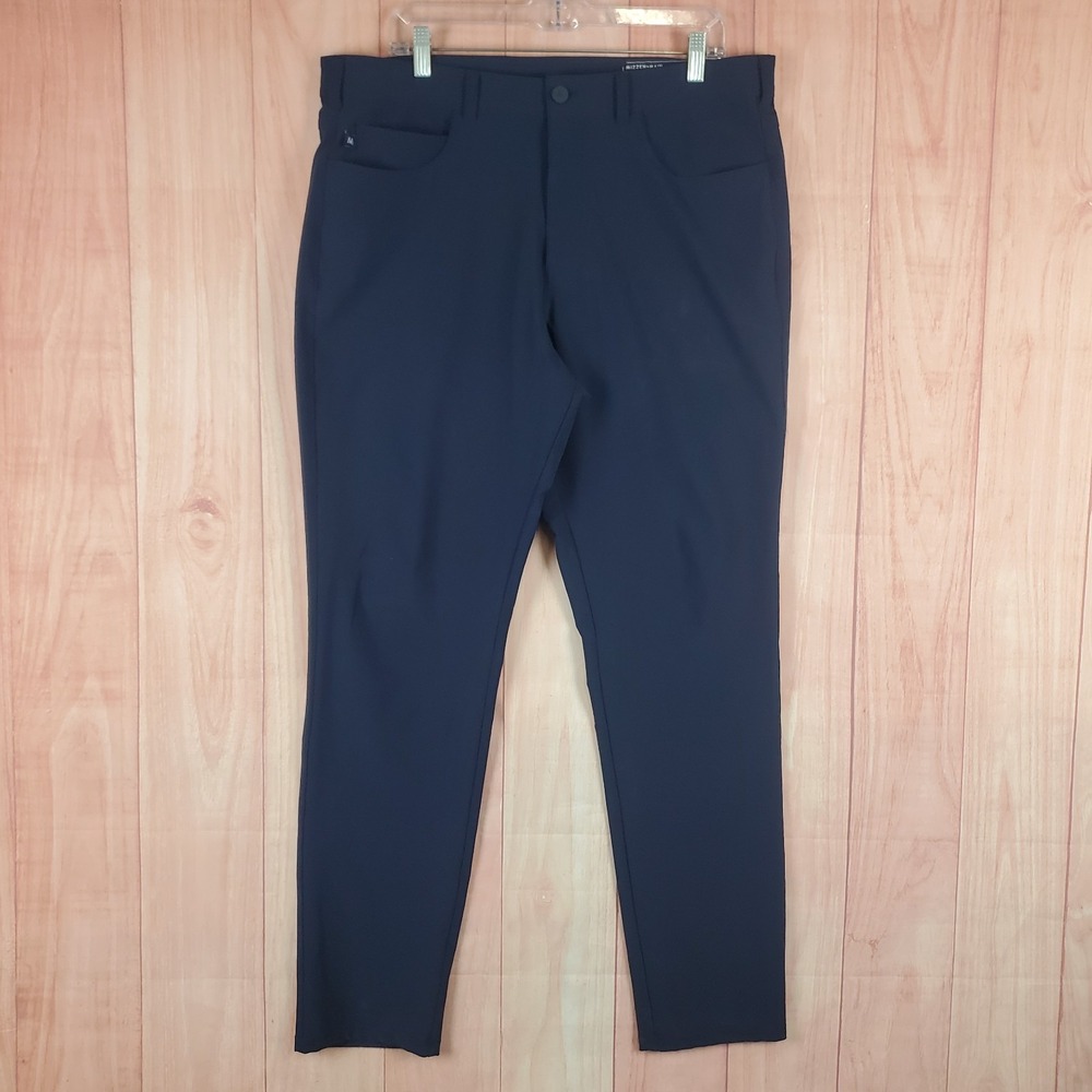Mizzen + Main Helmsman Mens Chino Pants 36X32 Blue Polyester Slim Fit Flat Front